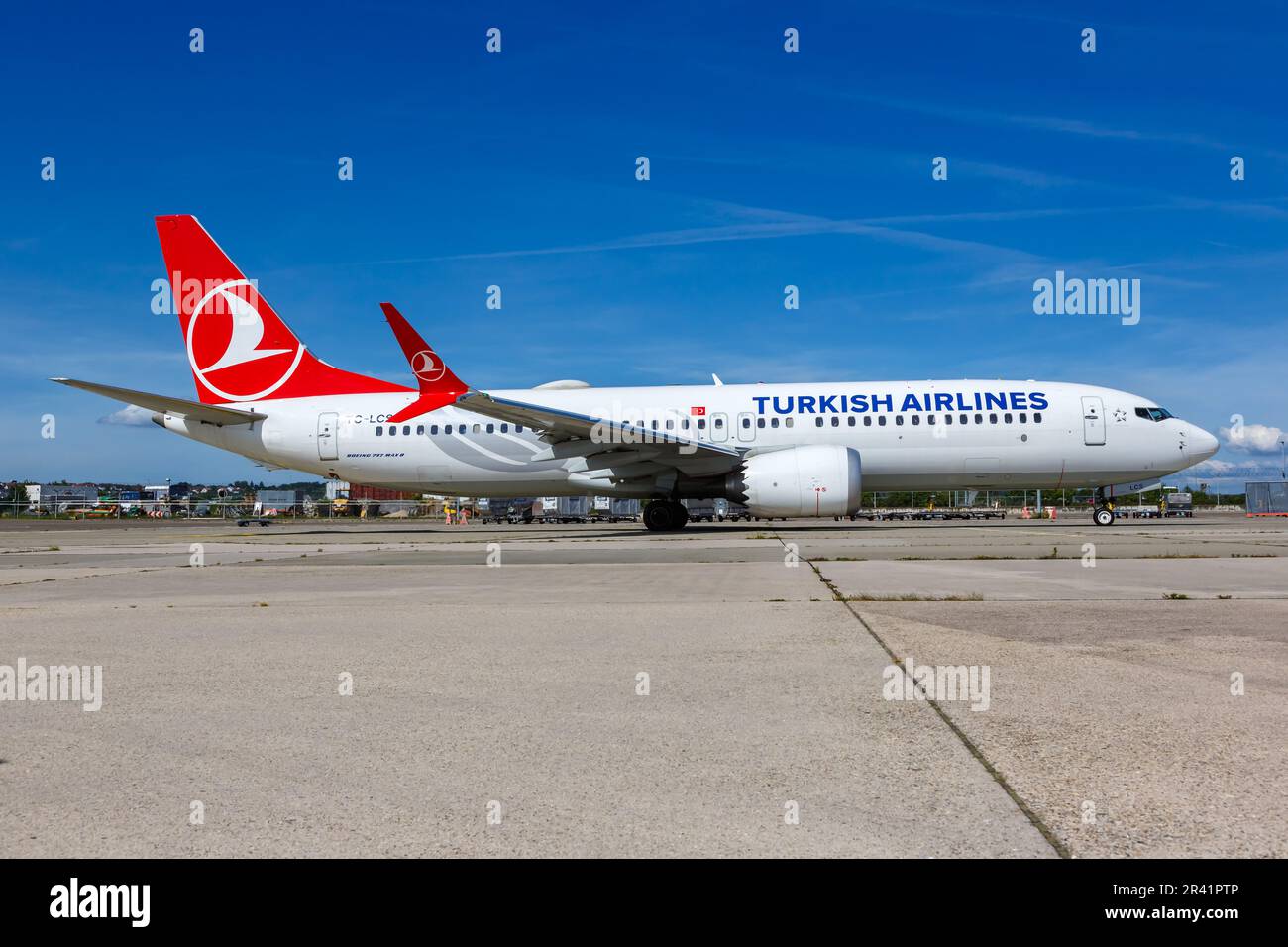 Turkish Airlines Boeing 737 MAX 8 aircraft Stuttgart airport in Germany Stock Photo