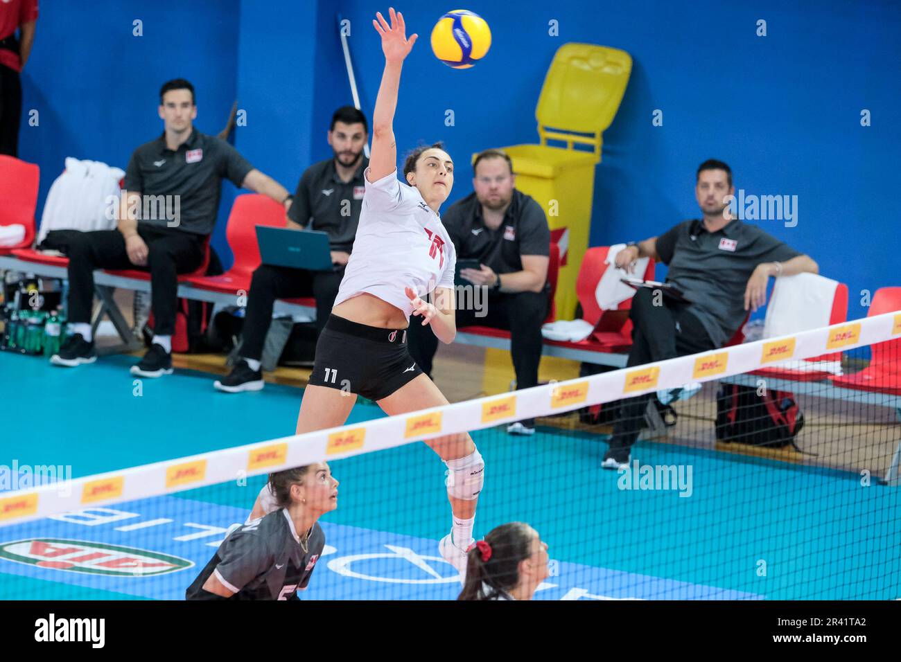 Lanciano, Italy. 23rd May, 2023. Andrea Mitrovic of Canada in action during the DHL Test Match Tournament women's volleyball between Italy and Canada at Palazzetto dello Sport. Final score; Italy 3:1 Canada. (Photo by Davide Di Lalla/SOPA Images/Sipa USA) Credit: Sipa USA/Alamy Live News Stock Photo