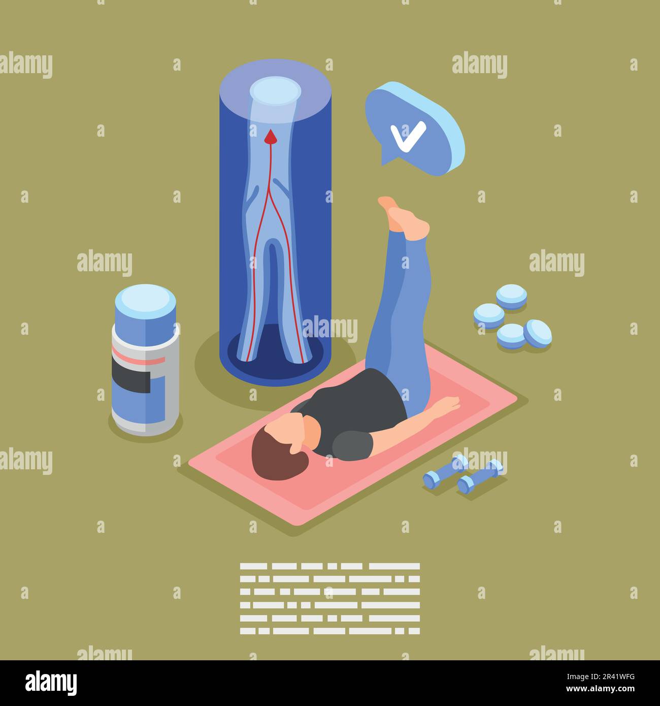 Varicose isometric background composition with faceless character of ...