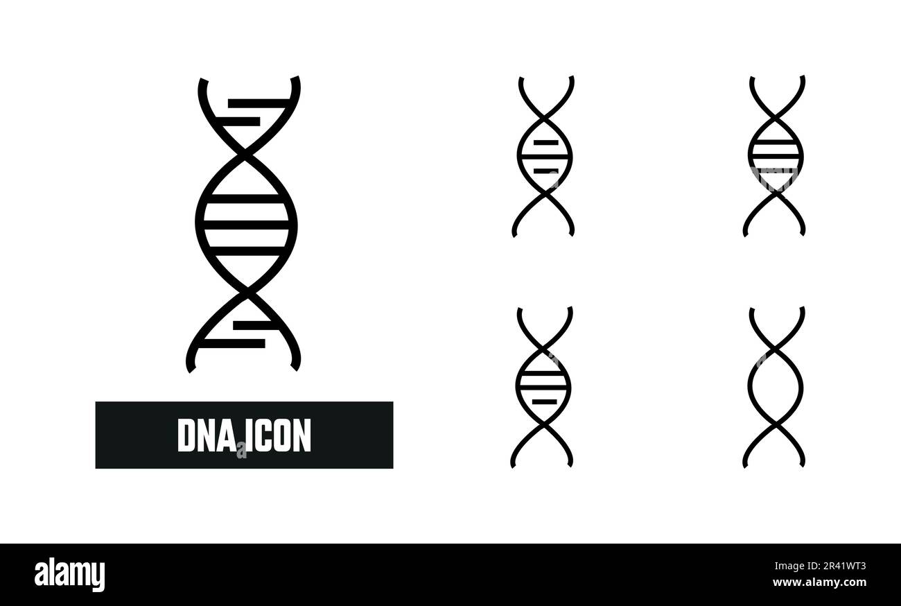 Dna Lineal Icon Symbol Vector. Black Outline Dna Icon Stock Vector ...