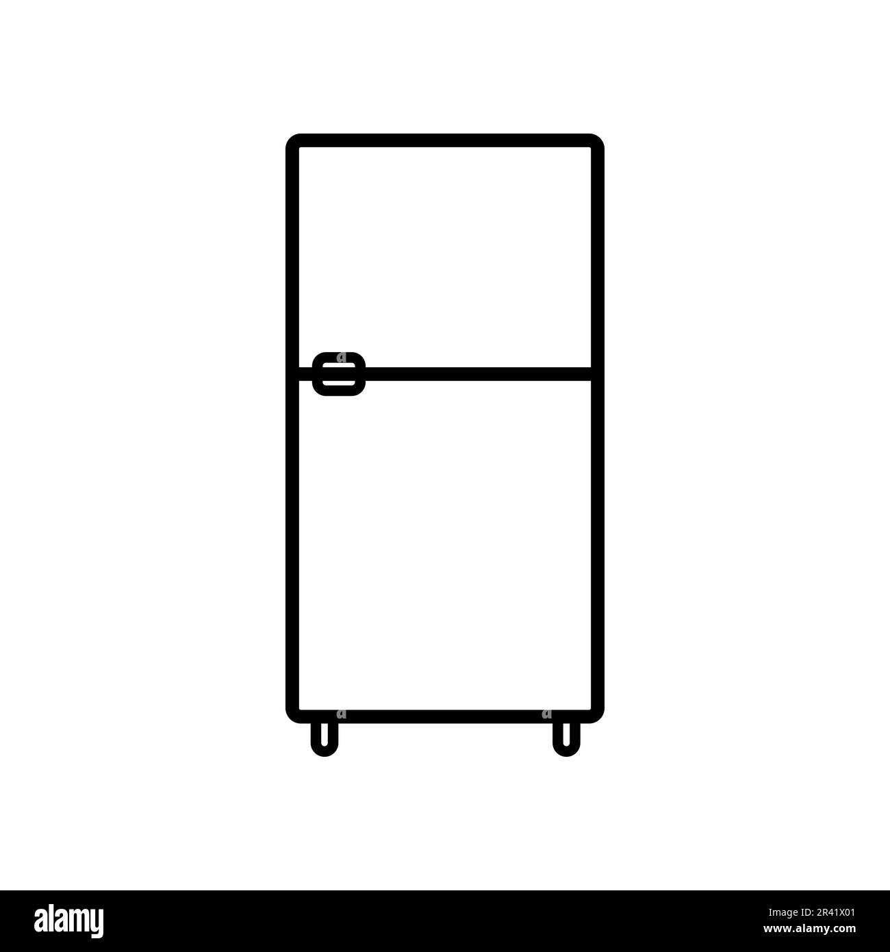 Fridge Lineal Icon Symbol Vector. Black Outline Fridge Icon Stock