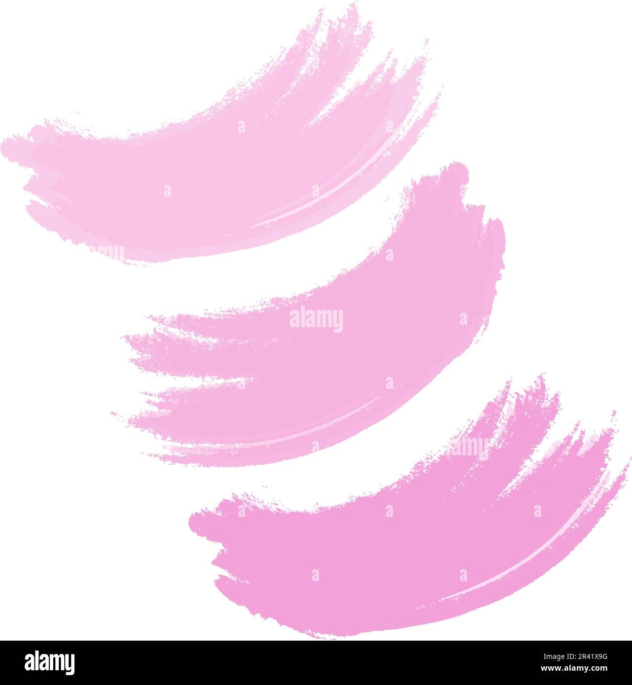 Abstract curved brush stroke in trendy soft pink shades. Vector Textured Design Element of palette for lipstick, nail or other cosmetic accessory. Goo Stock Vector