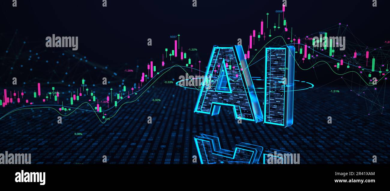 Stock trading with AI support Stock Photo
