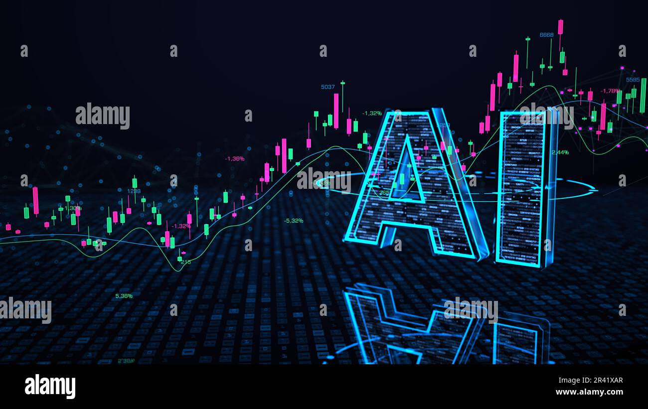Stock trading with AI support Stock Photo