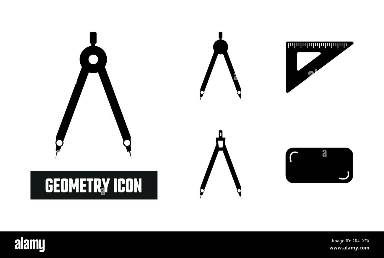 Geometry Fill Icon Symbol Vector. Black Glyph Geometry Icon Stock Vector