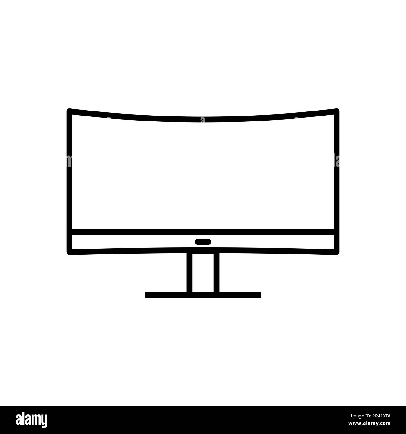 Monitor Screen Lineal Icon Symbol Vector. Black Outline Monitor Screen
