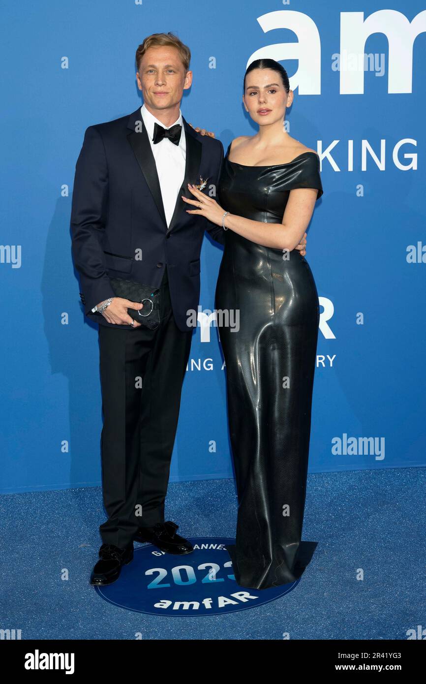 Matthias Schweighoefer and Ruby O. Fee attend the amfAR Gala Cannes 2023 during the 76th Cannes