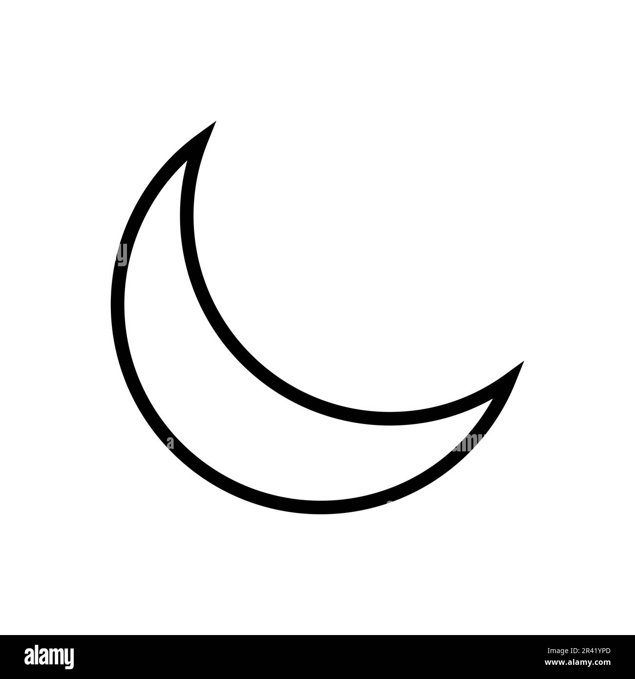 Moon Lineal Icon Symbol Vector. Black Outline Moon Icon Stock Vector