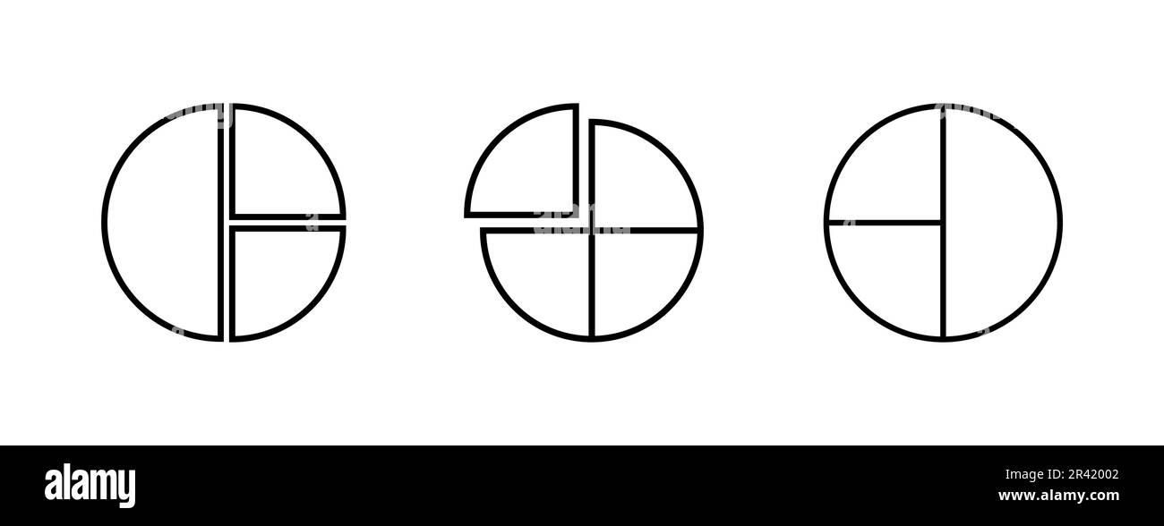Pie Chart Lineal Icon Symbol Vector. Black Outline Pie Chart Icon Stock ...