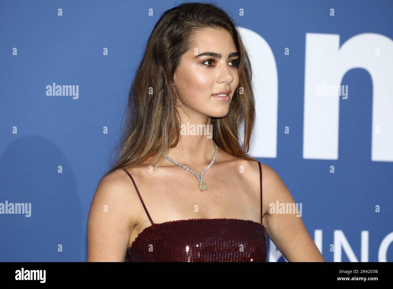 May 25, 2023, Antibes, Cote d'Azur, France: HELENA GATSBY attends the amfAR Gala during the 76th Annual Cannes Film Festival at Palais des Festivals on May 25, 2023 in Cannes, France (Credit Image: © Mickael Chavet/ZUMA Press Wire) EDITORIAL USAGE ONLY! Not for Commercial USAGE! Stock Photo