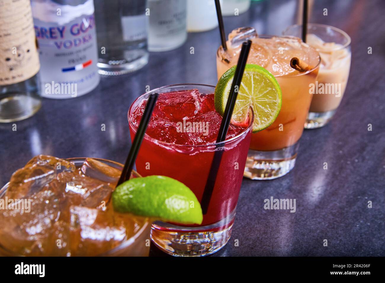 Tequila margarita flight cranberry vodka alcohol drinks colorful