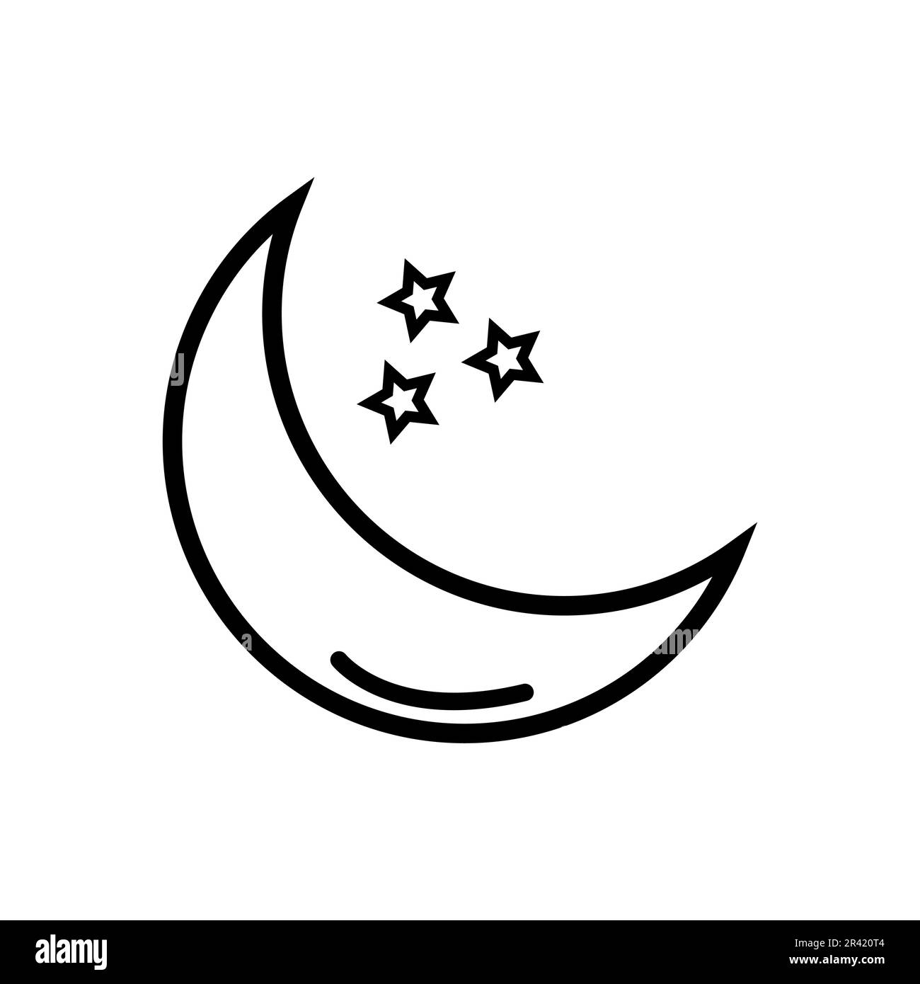 Moon Lineal Icon Symbol Vector. Black Outline Moon Icon Stock Vector
