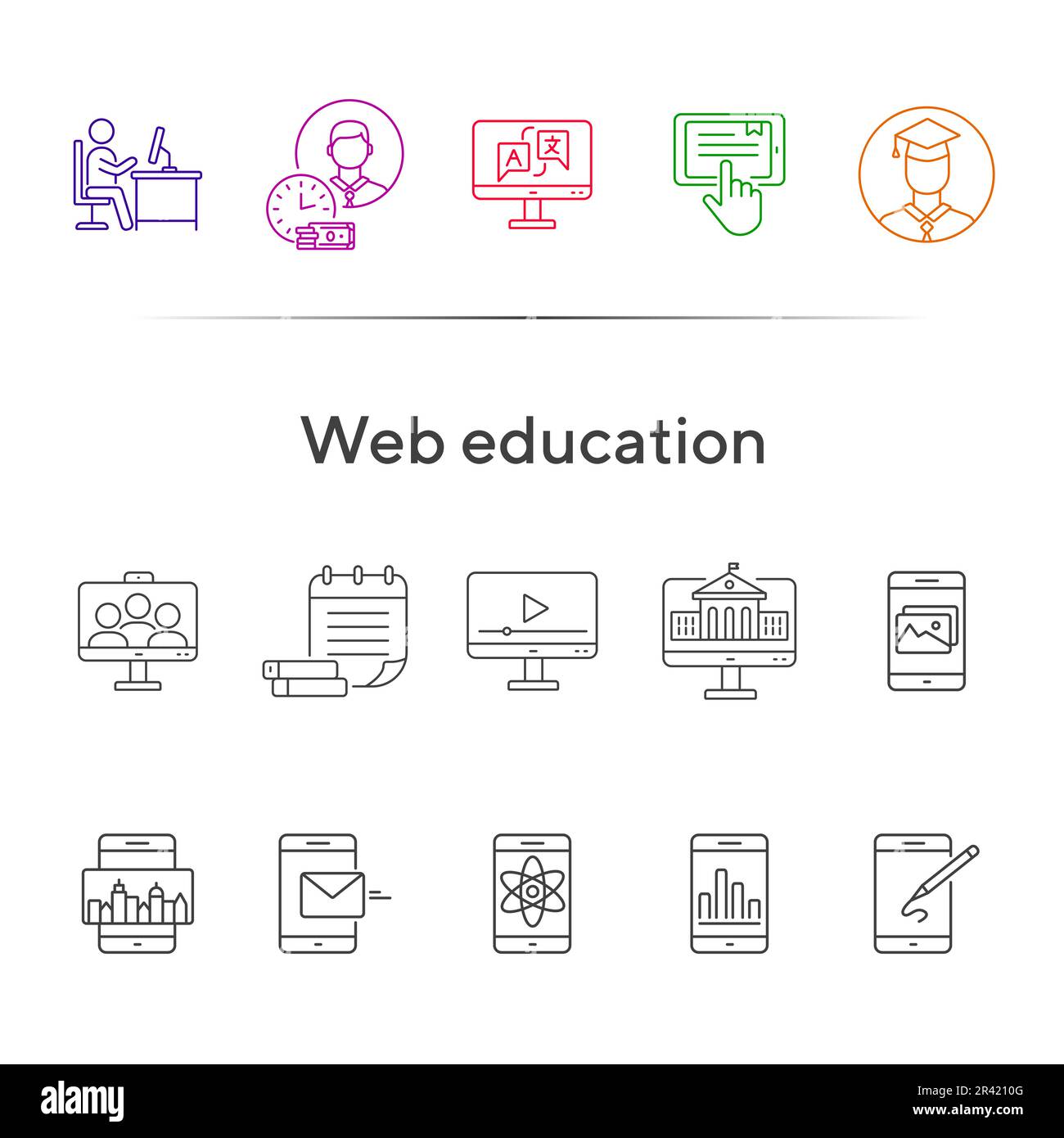 Web education line icon set Stock Vector Image & Art - Alamy