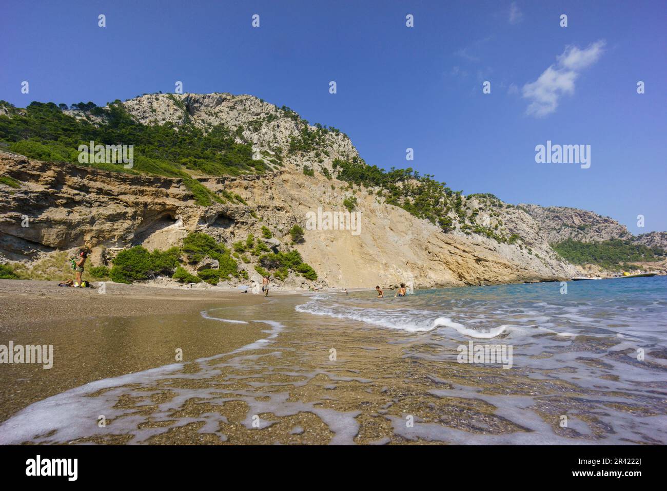 playa de Es Coll Baix, a los pies del Puig de Sa Talaia, Alcudia,islas baleares, Spain. Stock Photo