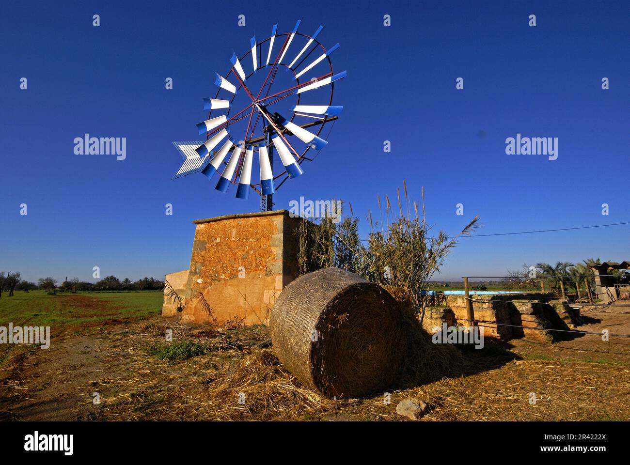 Molino para extraccion de agua (s.XIX-XX). Cami de Sa pedra rodona.Campos.Comarca de Migjorn. Mallorca. Baleares.España. Stock Photo