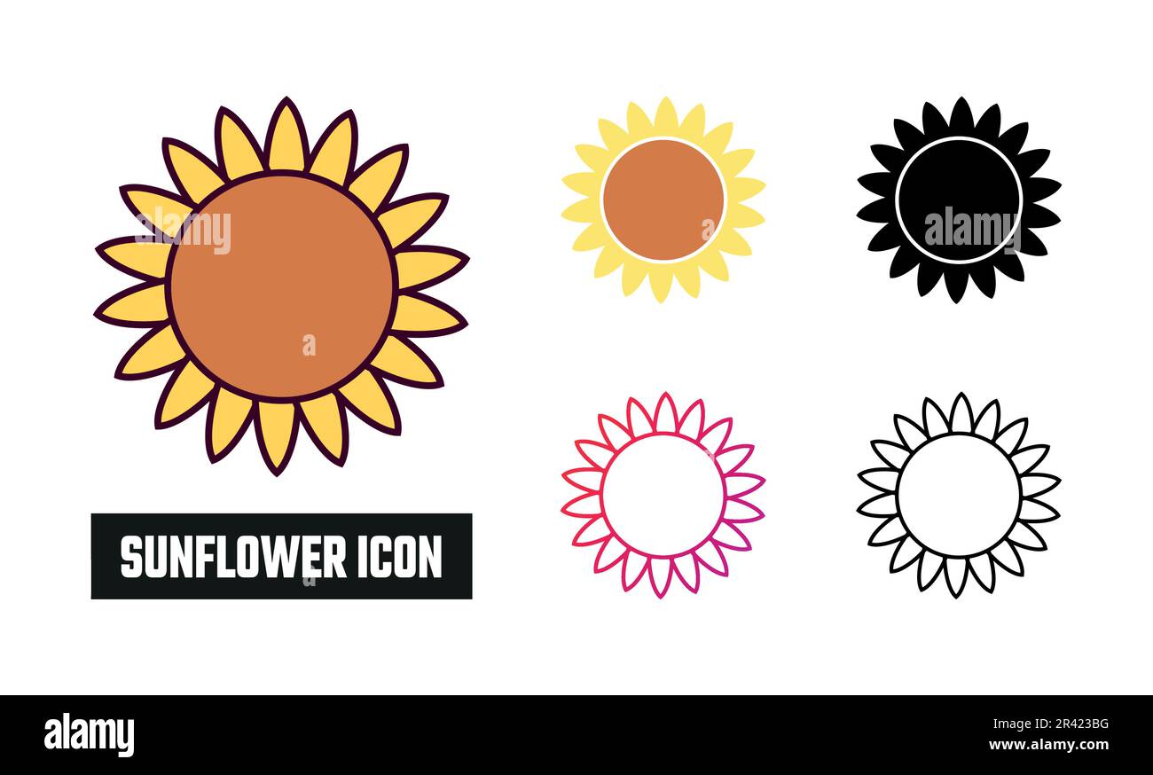 Sunflower Icon Set Vector Illustration Stock Vector Image & Art - Alamy