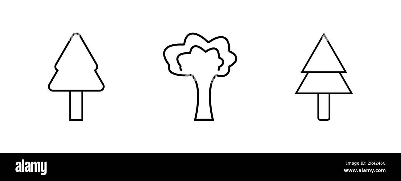 Tree Lineal Icon Symbol Vector. Black Outline Tree Icon Stock Vector ...