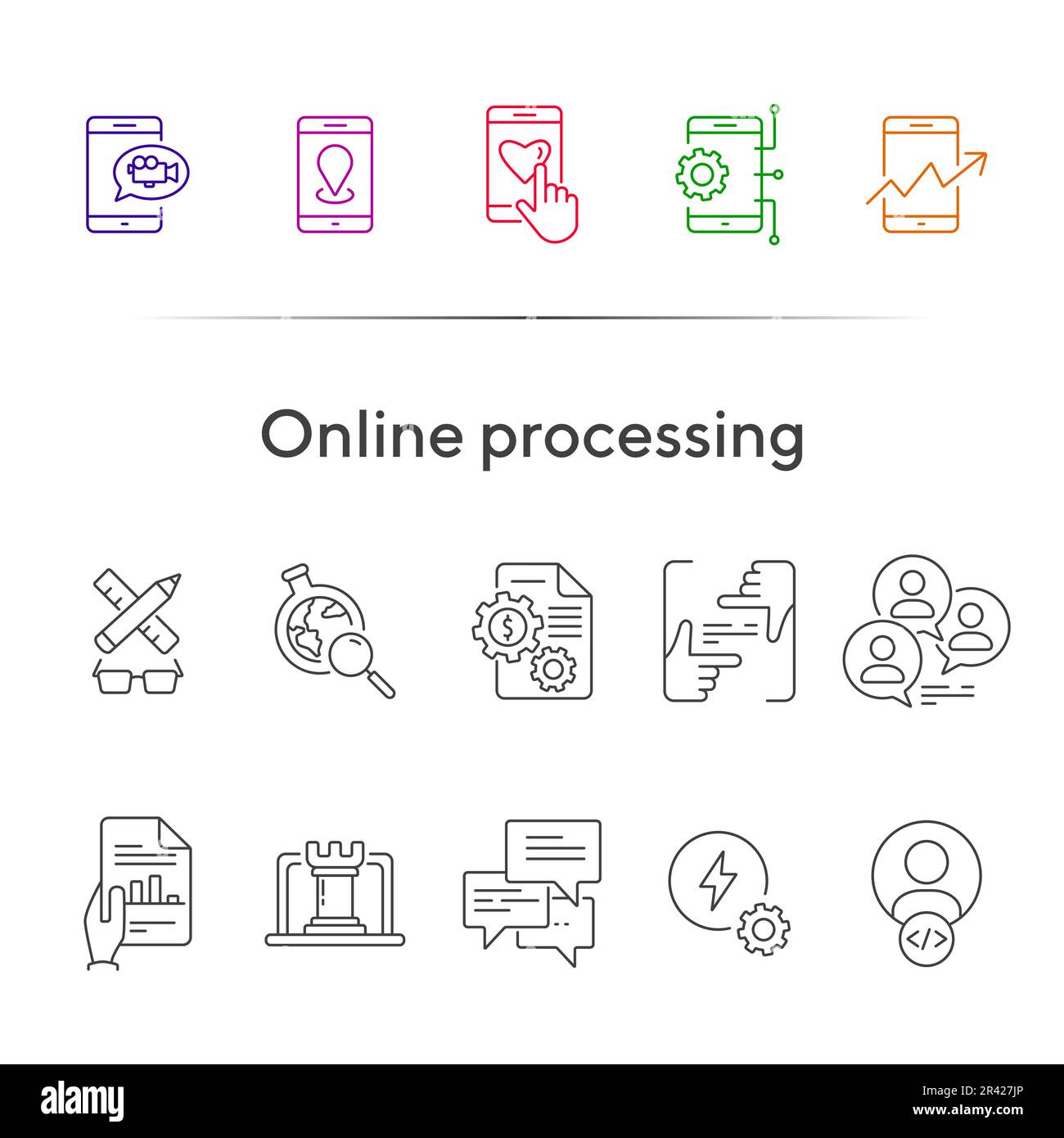 Online processing icons Stock Vector Image & Art Alamy
