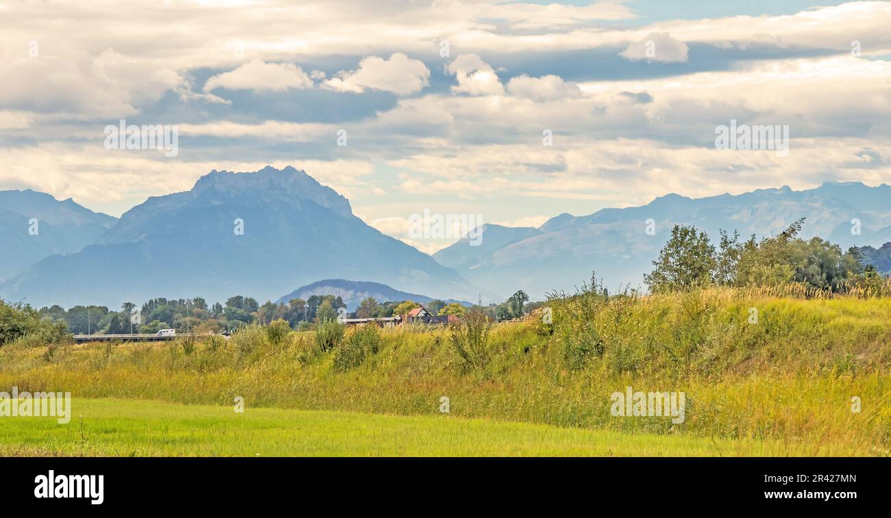 Alpine view near Fussach, Austria Stock Photo
