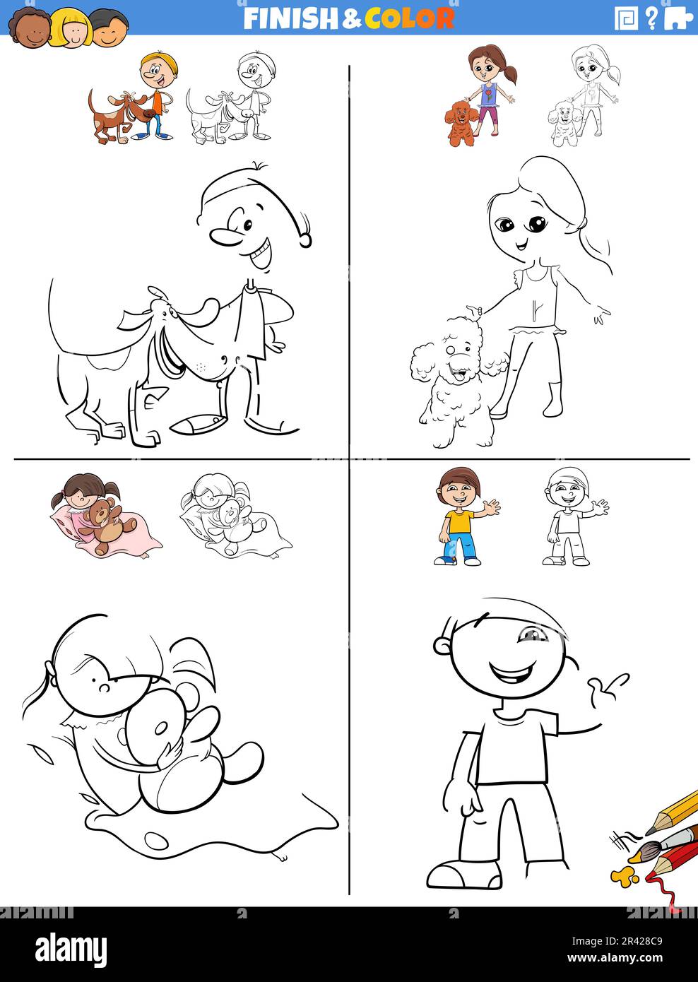 Vector drawing children hi-res stock photography and images - Alamy