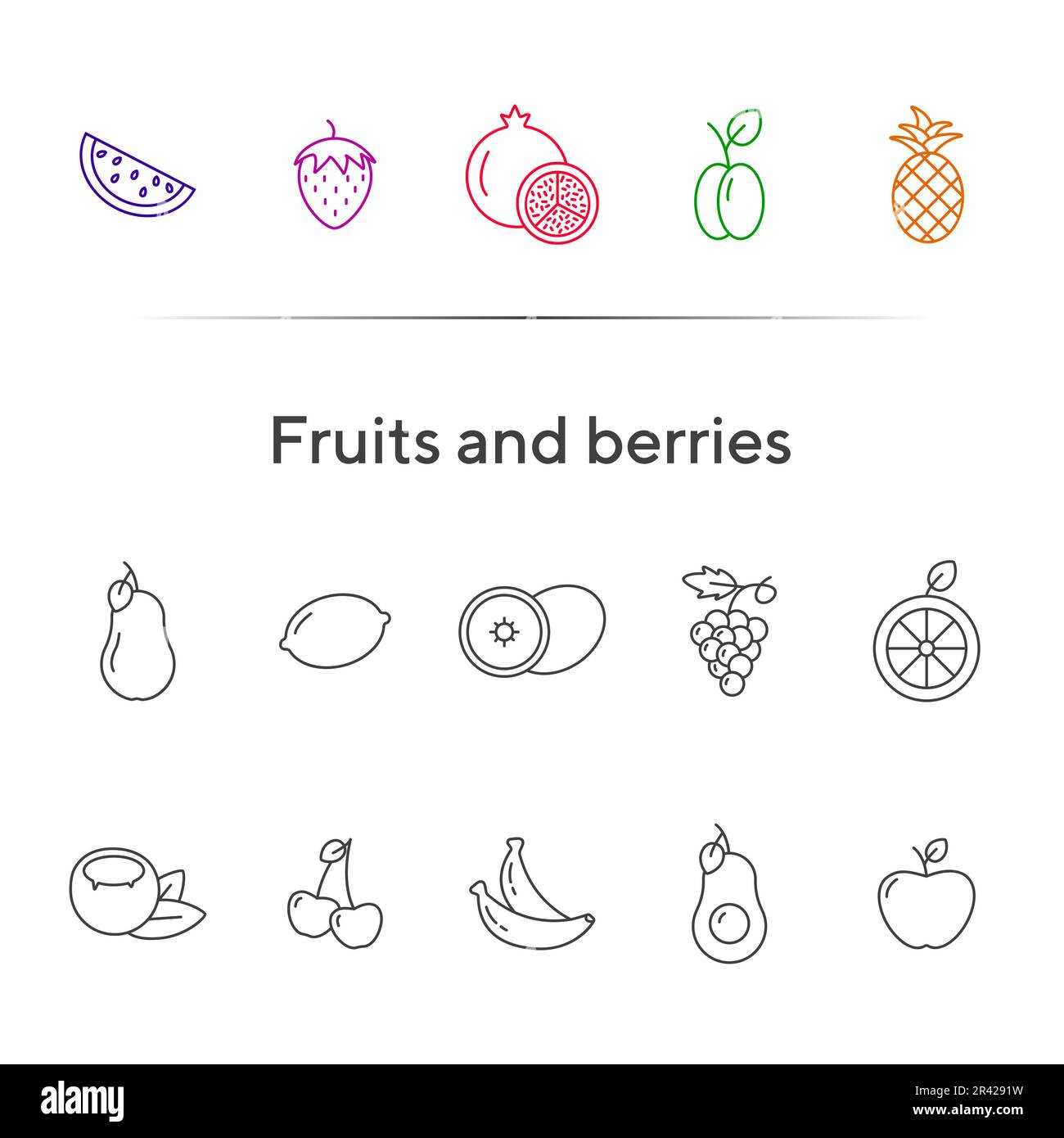 Fruits and berries icons Stock Vector Image & Art - Alamy