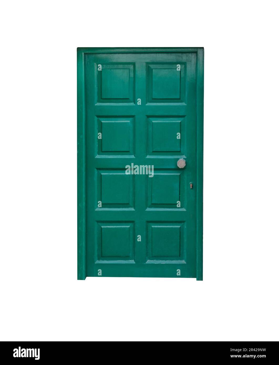 Green door on white background Stock Photo Alamy
