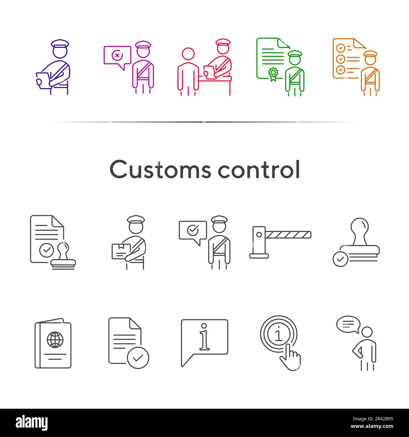 Customs control icons Stock Vector