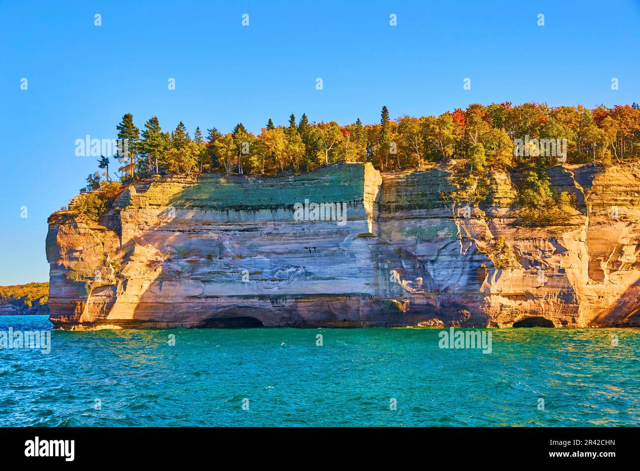 Pictured Rocks Np Submerged caverns at pictured rocks national park lake view with summer ...