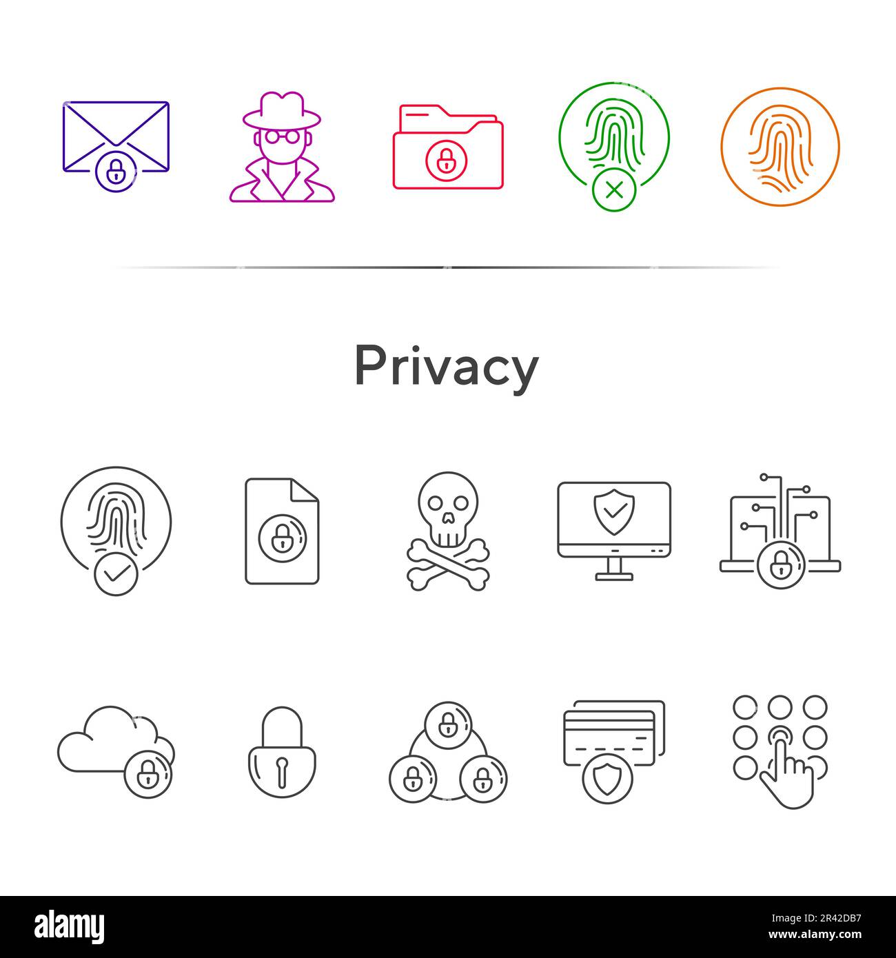 Data privacy linear icons Cut Out Stock Images & Pictures - Alamy