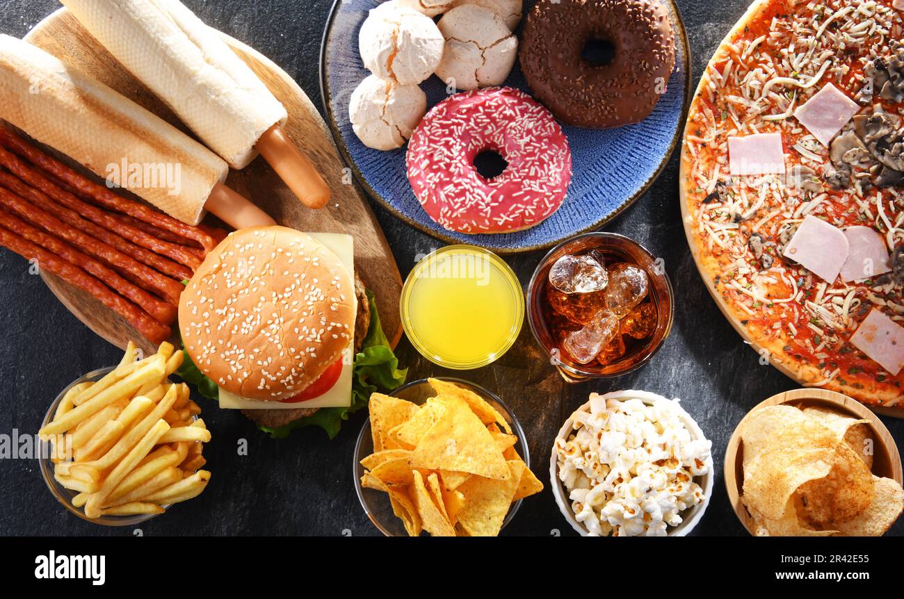 Foods enhancing the risk of cancer. Junk food Stock Photo Alamy
