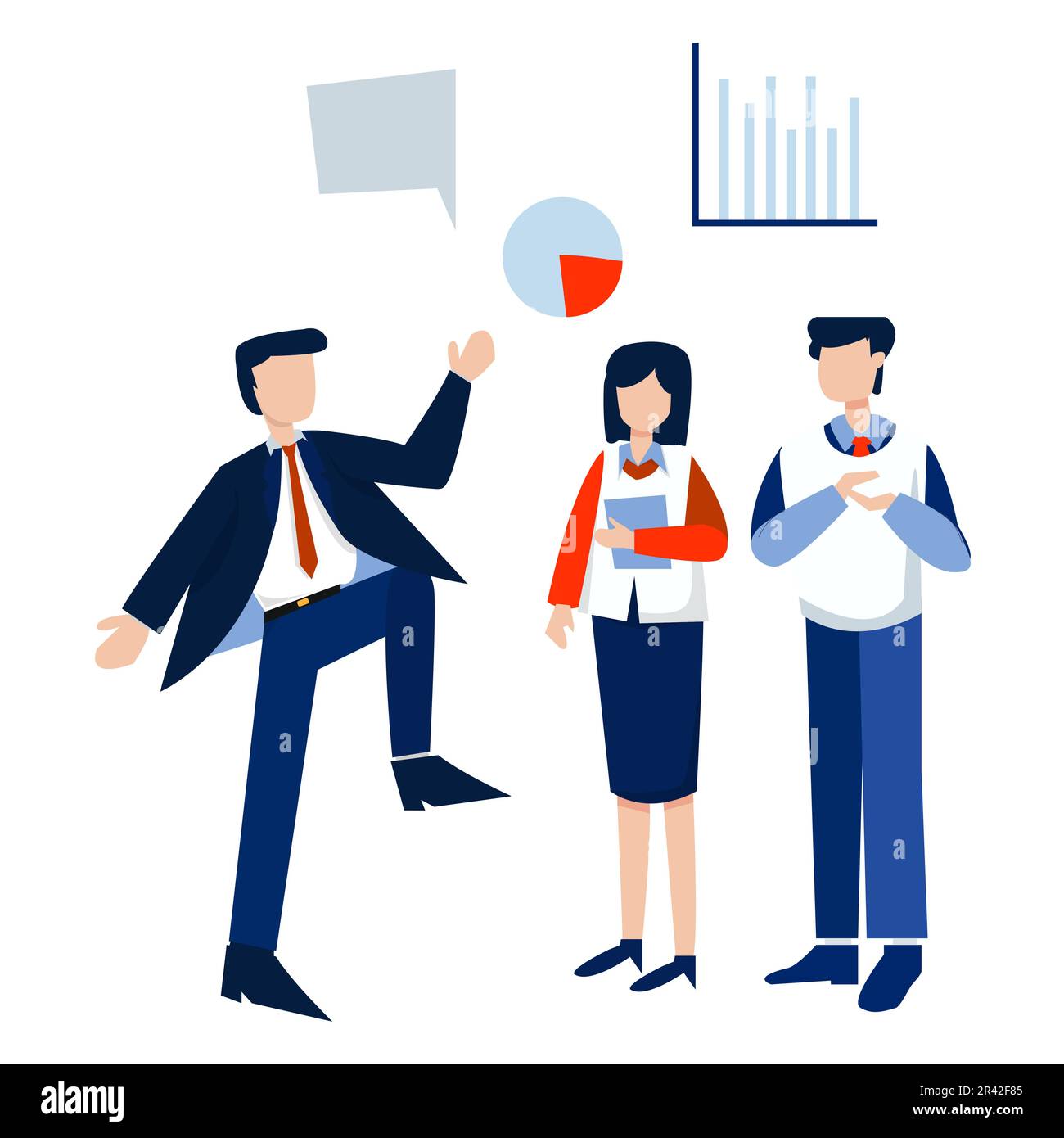 Business people teamwork vector illustration. Businessman and businesswoman cartoon characters. Stock Vector