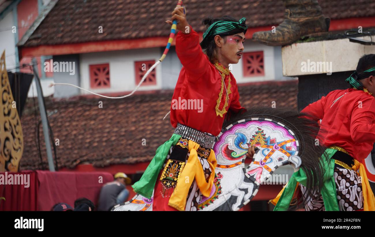 Jaranan dance, a traditional dance from Java. Jaranan comes from jaran which means horse Stock Photo