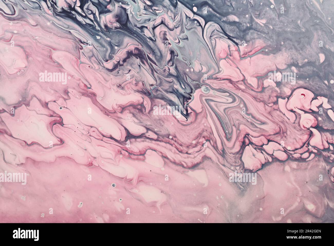 Fluid Art. Grey and pink abstract wave swirls. Marble effect background or texture Stock Photo