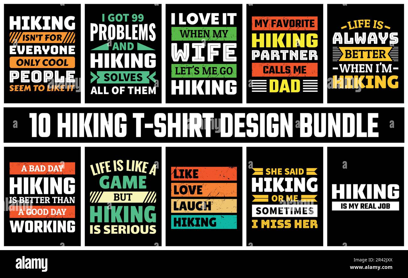 Hiking T Shirt Design Set Vector Stock Vector Image & Art - Alamy