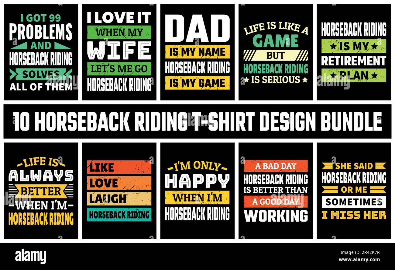 Horseback Riding T Shirt Design Set Vector Stock Vector Image & Art - Alamy