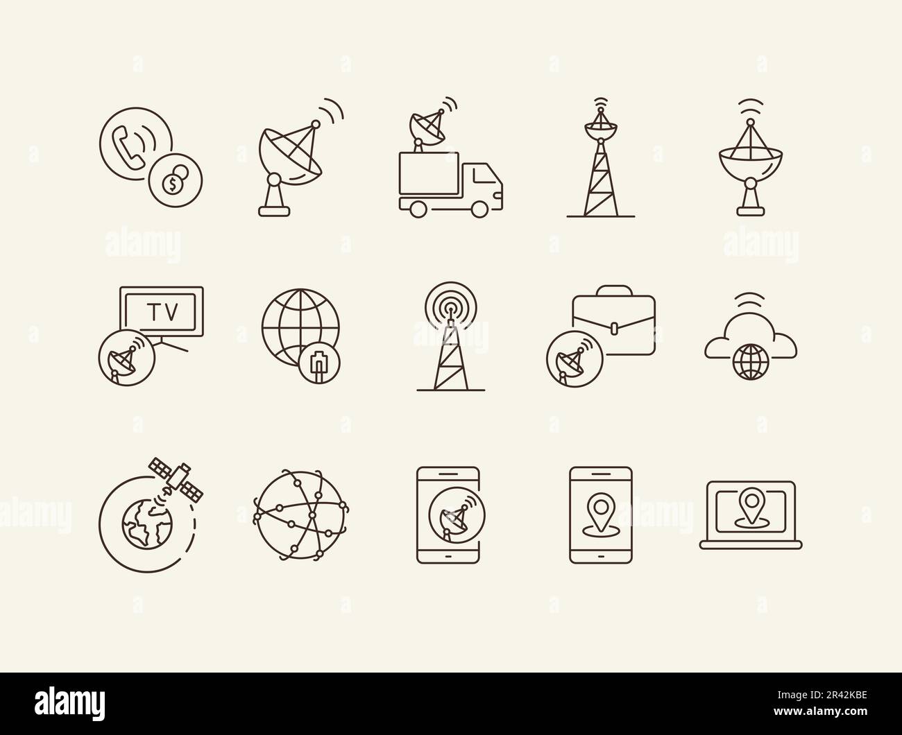 Worldwide network thin line icon set Stock Vector