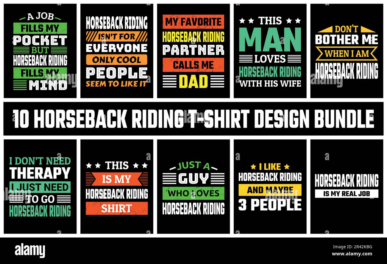 Horseback Riding T Shirt Design Set Vector Stock Vector Image & Art Alamy
