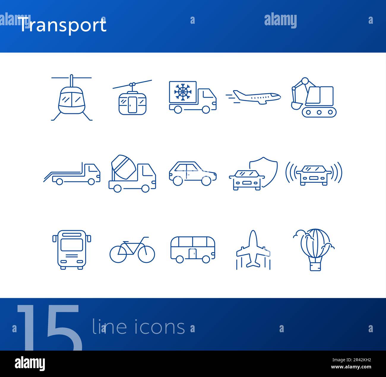 Transport line icon set. Van, car, airplane Stock Vector Image & Art ...