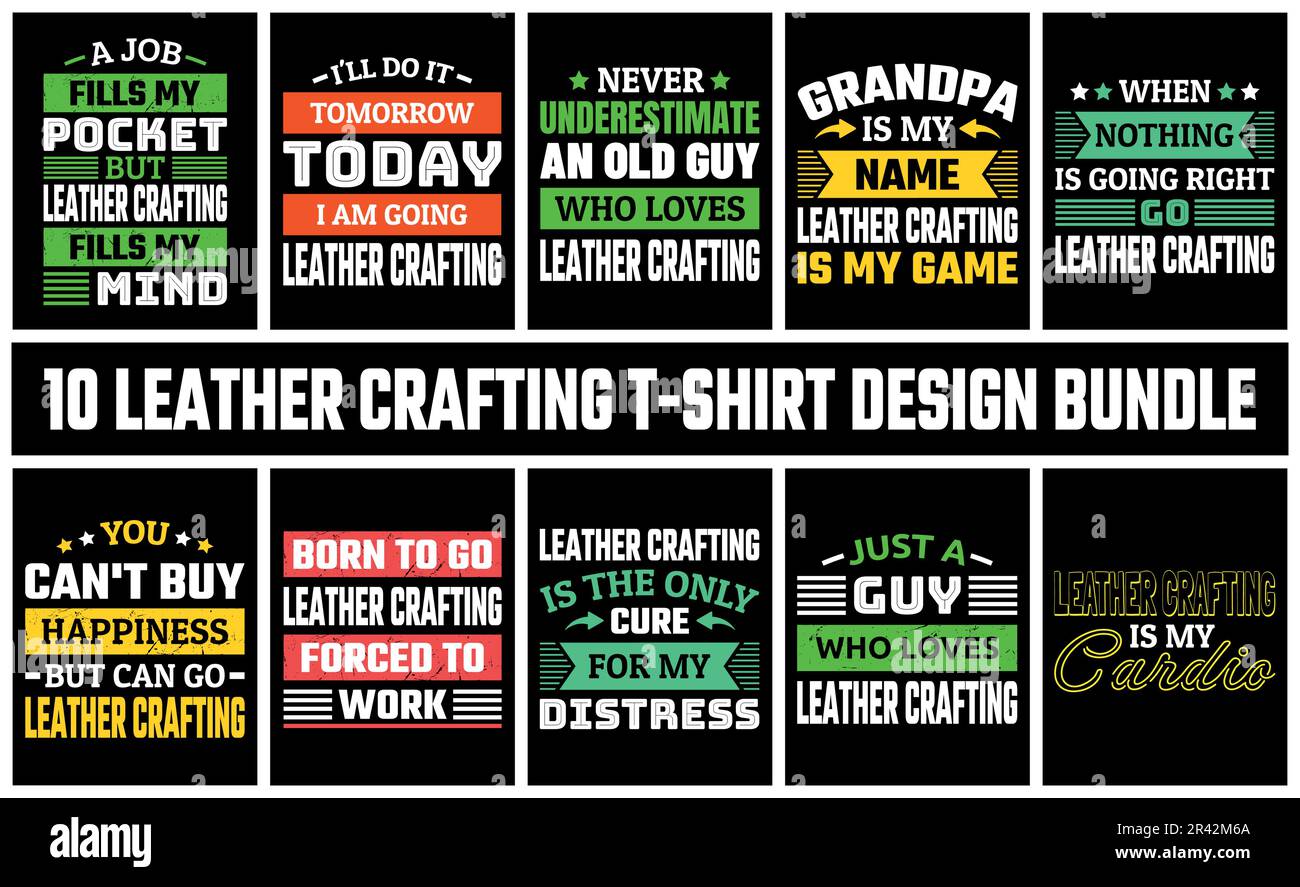 Leather Crafting T Shirt Design Set Vector Stock Vector Image & Art Alamy