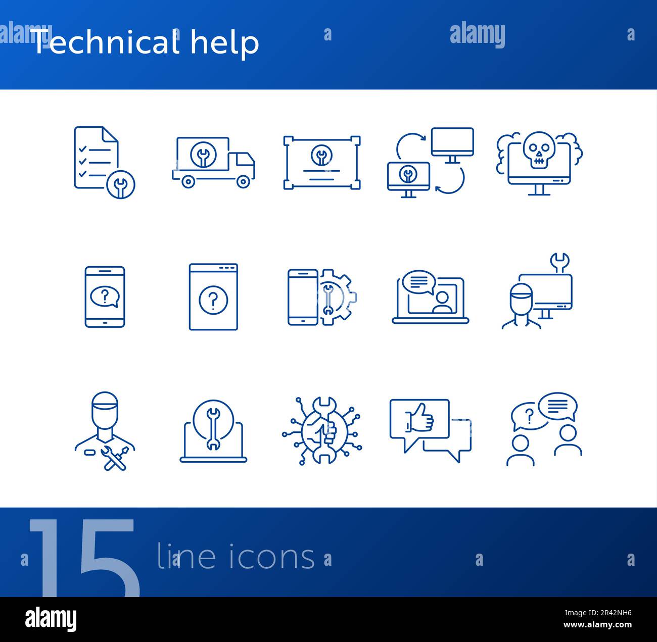 Technical help line icon set Stock Vector Image & Art - Alamy