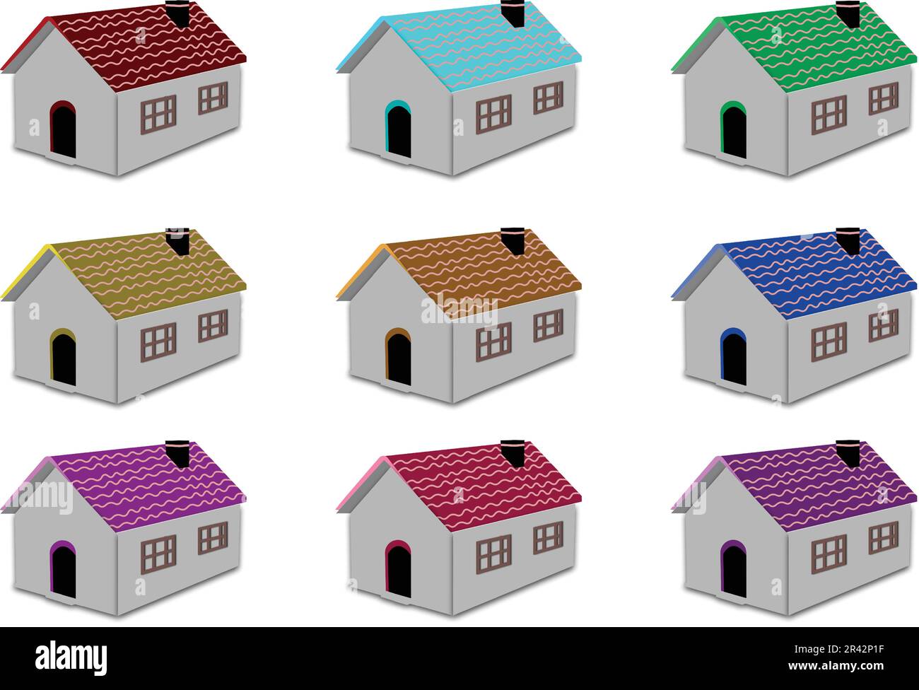 Houses home pack vector multicolored multiple colors pack. House with roof cartoon style. Cute house Stock Vector
