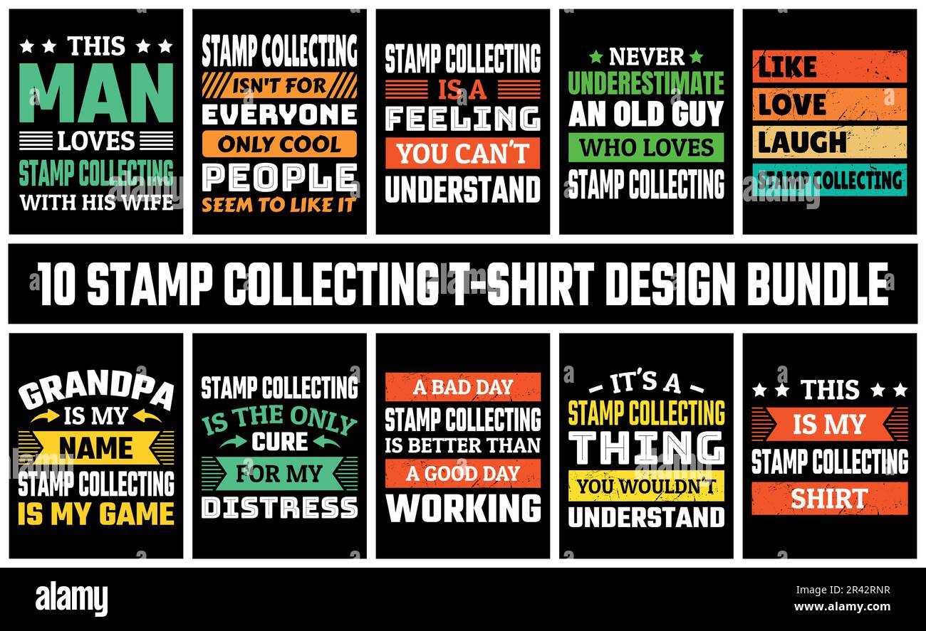Stamp Collecting T Shirt Design Set Vector Stock Vector Image & Art - Alamy