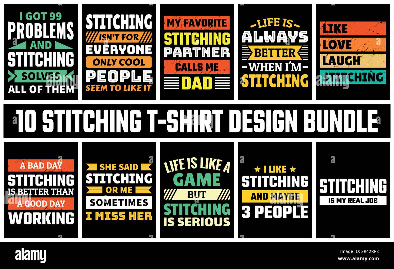 Stitching T Shirt Design Set Vector Stock Vector Image & Art Alamy
