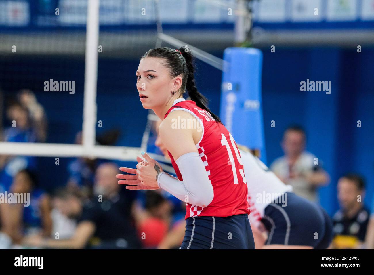 Lanciano, Italy. 22nd May, 2023. Izabela ätimac of Croatia seen during the DHL Test Match Tournament womenís volleyball between Italy and Croatia at Palazzetto dello Sport. Final score; Italy 3:1 Croatia. (Photo by Davide Di Lalla/SOPA Images/Sipa USA) Credit: Sipa USA/Alamy Live News Stock Photo