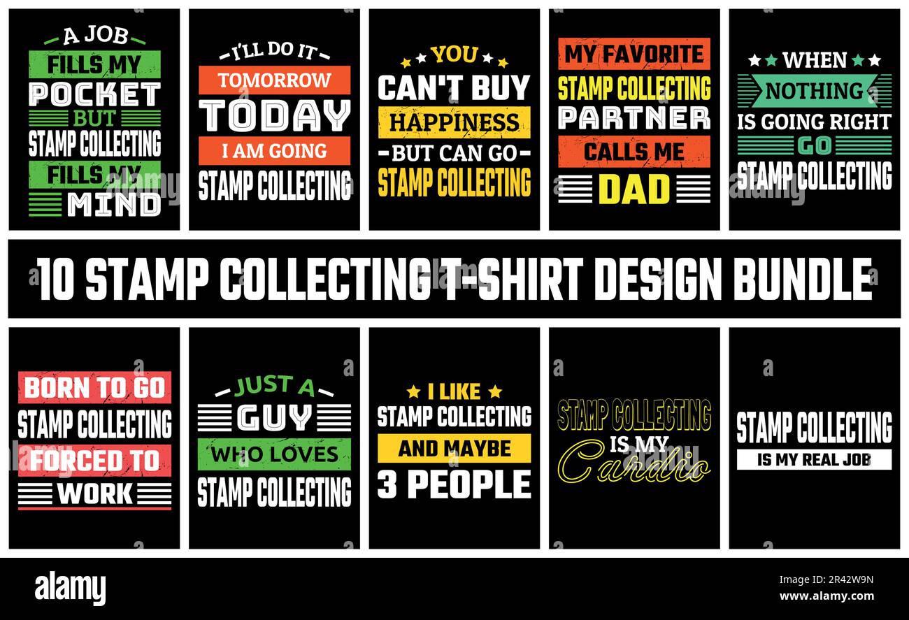 Stamp Collecting T Shirt Design Set Vector Stock Vector Image & Art - Alamy