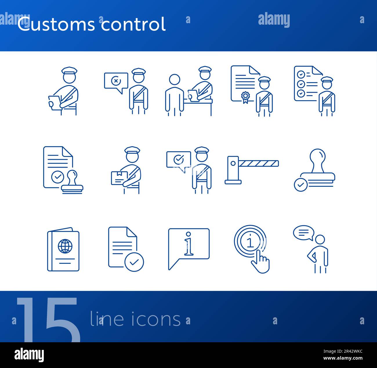 Customs control icons Stock Vector