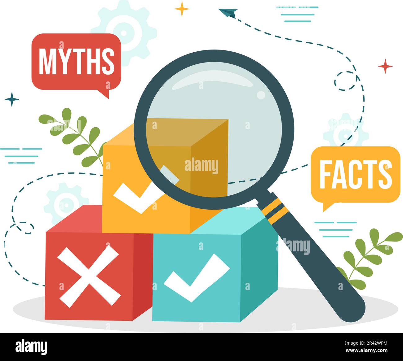 Fact Check Vector Illustration With Myths vs Facts News for Thorough