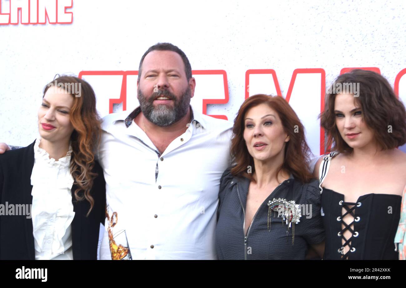 Los Angeles, California. 25th May 2023 (L-R) Actress Iva Babic, Comedian/Actor Bert Kreischer, Actress Stephanie Kurtzuba and Actress Jess Gabor attend the Los Angeles Premiere of Sony Pictures' 'The Machine' at Regency Village Theatre on May 25, 2023 in Los Angeles, California. , USA. Photo by Barry King/Alamy Live News Stock Photo