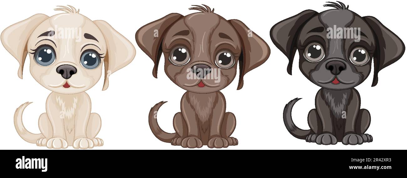 Cute dog cartoon character set illustration Stock Vector Image & Art ...