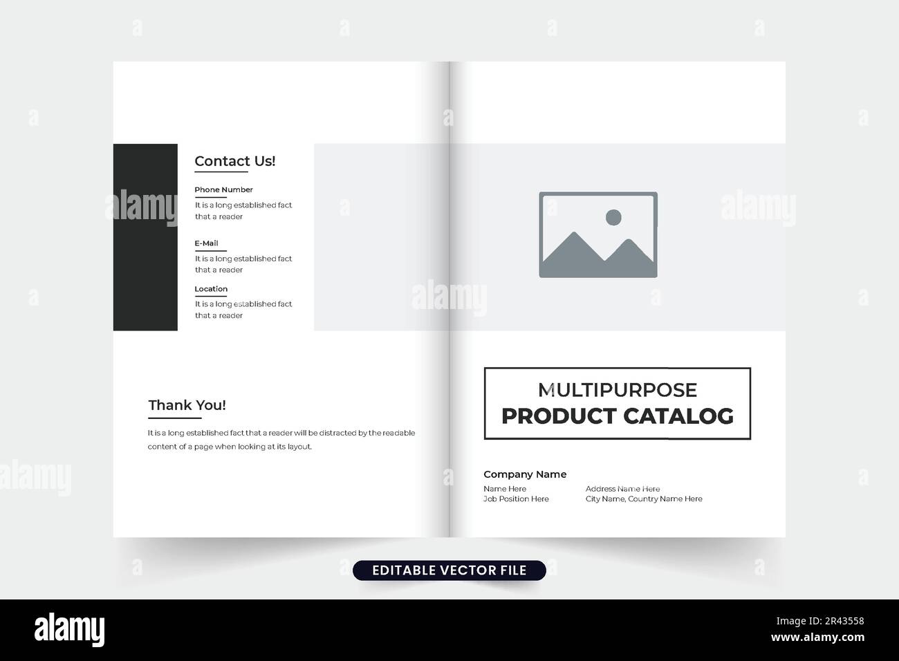 Shop promotional catalog brochure cover vector with photo placeholders